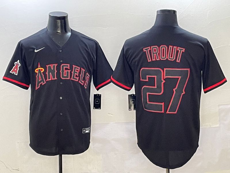 Men Los Angeles Angels #27 Trout Black Game 2025 Nike MLB Jersey style 6->los angeles angels->MLB Jersey